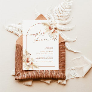 Boho Pampas Grass Couples Shower Invite Kaart