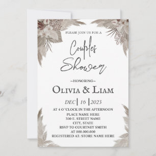 Boho Pampas Grass Couples Shower Kaart
