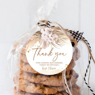 Boho Pampas Grass Dank je Ronde Sticker