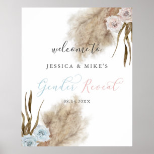 Boho Pampas Grass Disbability Party Welkom Poster