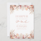 Boho Pampas Grass Eerste Verjaardag Uitnodiging (Voorkant)