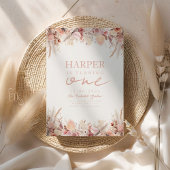 Boho Pampas Grass Eerste Verjaardag Uitnodiging