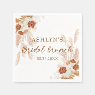 Boho Pampas Grass Elegant Bridal Brunch Terracotta Servet