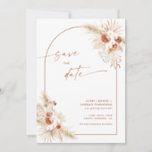 Boho Pampas Grass Enregistrer la date Invitation (Devant)