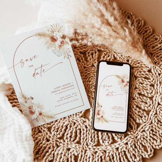 Boho Pampas Grass Enregistrer la date Invitation