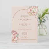 Boho Pampas Grass Floral Arch Faire-part de mariag (Debout devant)