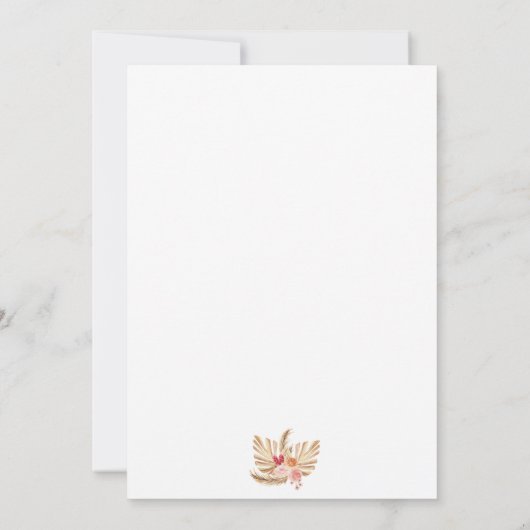 Boho Pampas Grass Floral Arch Faire-part de mariag (Dos)