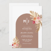 Boho Pampas Grass Floral Arch Faire-part de mariag (Devant / Derrière)