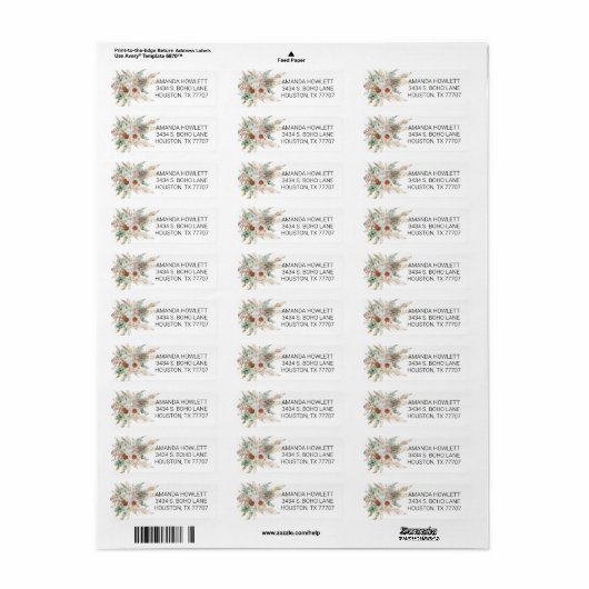 Boho Pampas Grass Floral Bouquet Waterverf Etiket (Full Sheet)