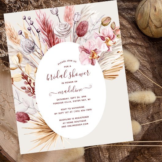 Boho Pampas Grass Floral Bridal Shower Flyer