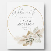 Boho Pampas Grass Floral Circle Welkom Plaque Fotoplaat (Voorkant)