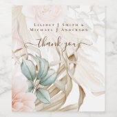 BOHO Pampas Grass Floral Sage Wedding Wijn Etiket (Enkel label)