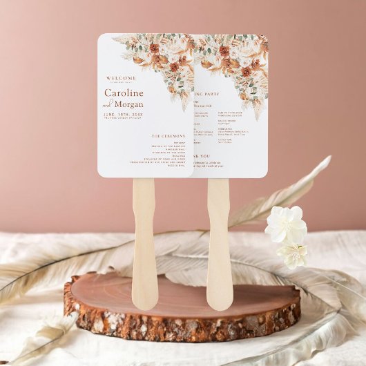 Boho Pampas Grass Floral Terracotta Wedding Handwaaier