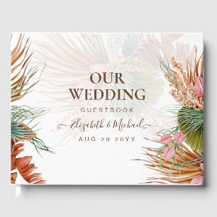 BOHO Pampas Grass Floral Tropical Wedding Guest Bo Gastenboek