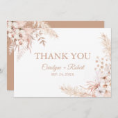 Boho Pampas Grass Floral Wedding Bedankkaart (Voorkant / Achterkant)