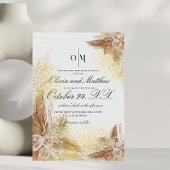 Boho Pampas Grass Flowers Script Wedding Kaart