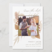 Boho Pampas Grass Foto Wedding Save the Date (Voorkant)