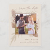Boho Pampas Grass Foto Wedding Save the Date Aankondigingskaart (Voorkant)