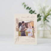 Boho Pampas Grass Foto Wedding Save the Date Aankondigingskaart (Staand voorkant)