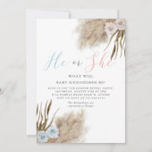 Boho Pampas Grass Genre Reveale Party Invitation (Devant)