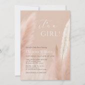 Boho Pampas Grass Girl Baby shower Kaart (Voorkant)