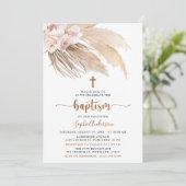 Boho Pampas Grass Girl Baptism Invitation (Debout devant)