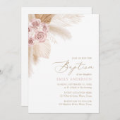 Boho Pampas Grass Girl Baptisme Kaart (Voorkant / Achterkant)