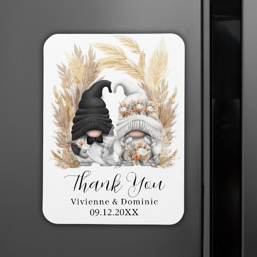 Boho Pampas Grass Gnome Wedding Bedankt Card Magneet