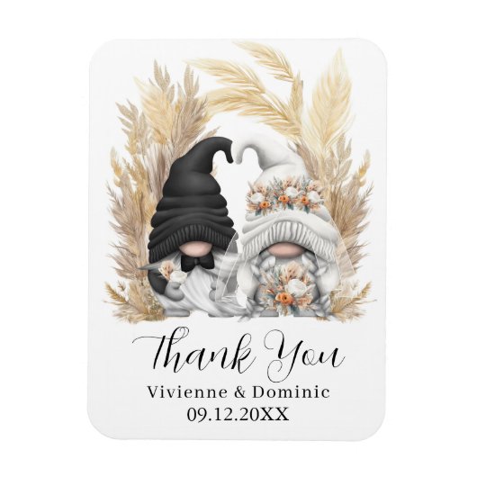 Boho Pampas Grass Gnome Wedding Bedankt Card Magneet (Verticaal)