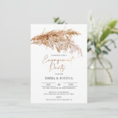 Boho Pampas Grass Gold Calligraphy Verloving Kaart (Staand voorkant)