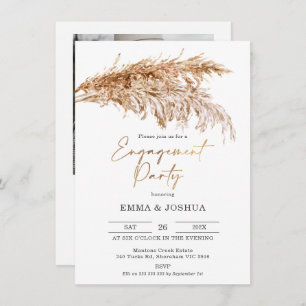 Boho Pampas Grass Gold Calligraphy Verloving Kaart