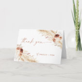 Boho Pampas Grass Hartelijk dank | Weddenschap Bedankkaart (Voorkant)