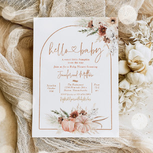Boho Pampas Grass Herfst Floral Pumpkin Baby showe Kaart