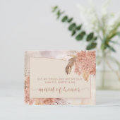 Boho Pampas Grass |Hydrangea die het verzoek van d Uitnodiging Briefkaart (Staand voorkant)