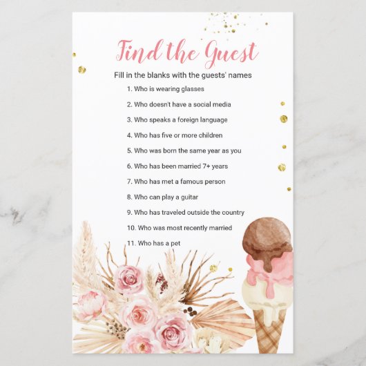 Boho Pampas Grass-ijs Zoek de Guest game (Voorkant)