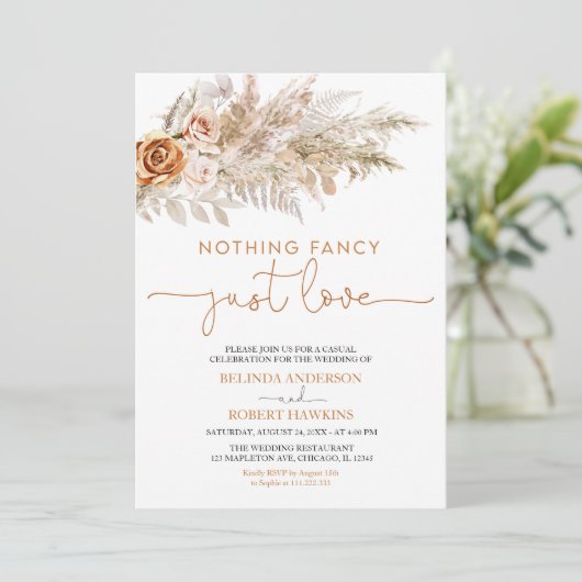 Boho Pampas Grass is niets Fancy gewoon liefdeshuw Kaart (Staand voorkant)