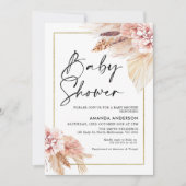 Boho Pampas Grass Lijst Baby shower Uitnodiging (Voorkant)