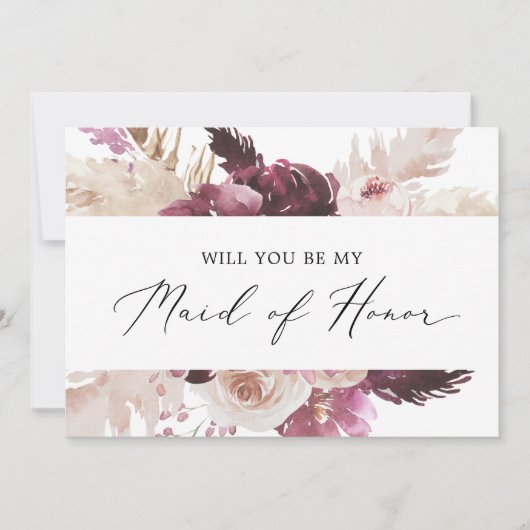 Boho Pampas Grass Maid of Honor proposal Kaart (Voorkant)