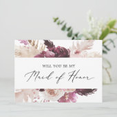 Boho Pampas Grass Maid of Honor proposal Kaart (Staand voorkant)