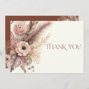 Boho Pampas Grass Mariage Carte de remerciements