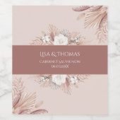 Boho Pampas Grass Mariage Vin Étiquette bouteille (Étiquettes simples)