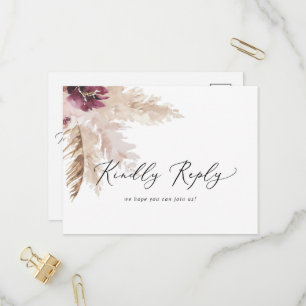 Boho Pampas Grass Menu RSVP Briefkaart