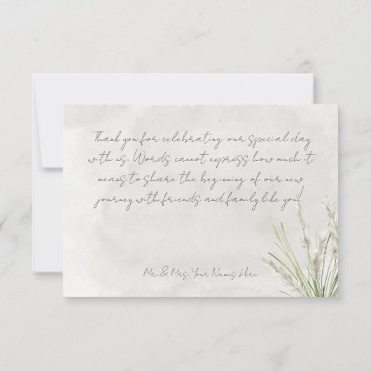 Boho Pampas Grass minima moderne Merci Mariage mod (Dos)