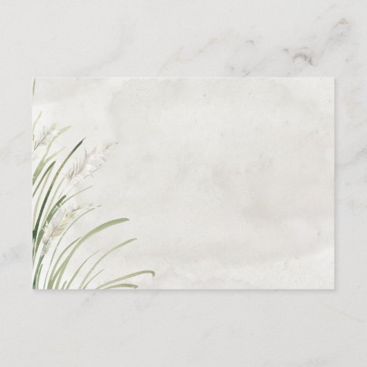 Boho Pampas Grass Minimale Réception Moderne Carte (Dos)