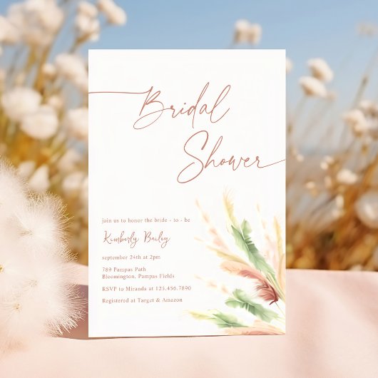 Boho Pampas Grass Minimalistisch Vrijgezellenfeest Kaart