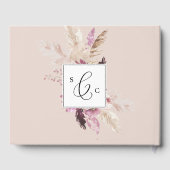 Boho Pampas Grass Monogram Ruwelijk Gastenboek (Achterkant)