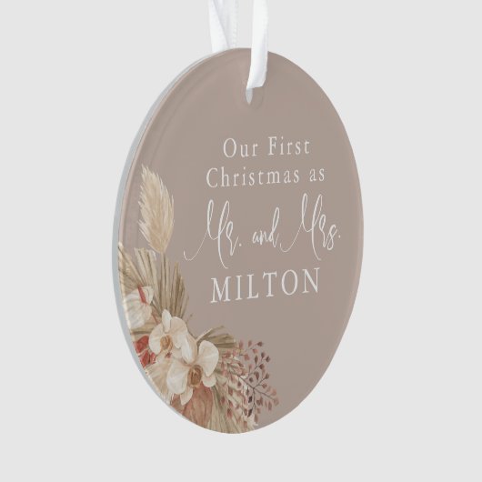 Boho Pampas Grass Neutrals Wedding Ornament (voorkant)