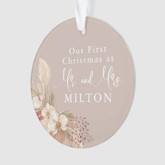 Boho Pampas Grass Neutrals Wedding Ornament (voorkant)