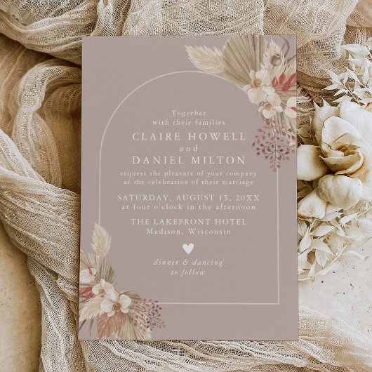 Boho Pampas Grass Neutrals Wedding Save The Date