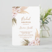 Boho pampas Grass nuptiale douche Invitation (Debout devant)